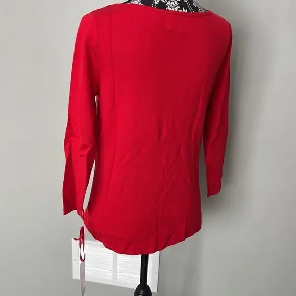 Ruby Rd . Red with Silver Longsleeve - Picture 2 of 4